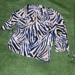 JM Collection Zebra Print 100 percent Linen Top